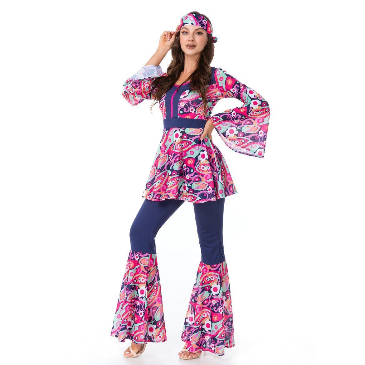 Buy1970s Retro Disco Couple hippie hip - hop Stage costume Fancy Dress Now Cheaper With 3 - 5 Days Ship - PajamasBuy