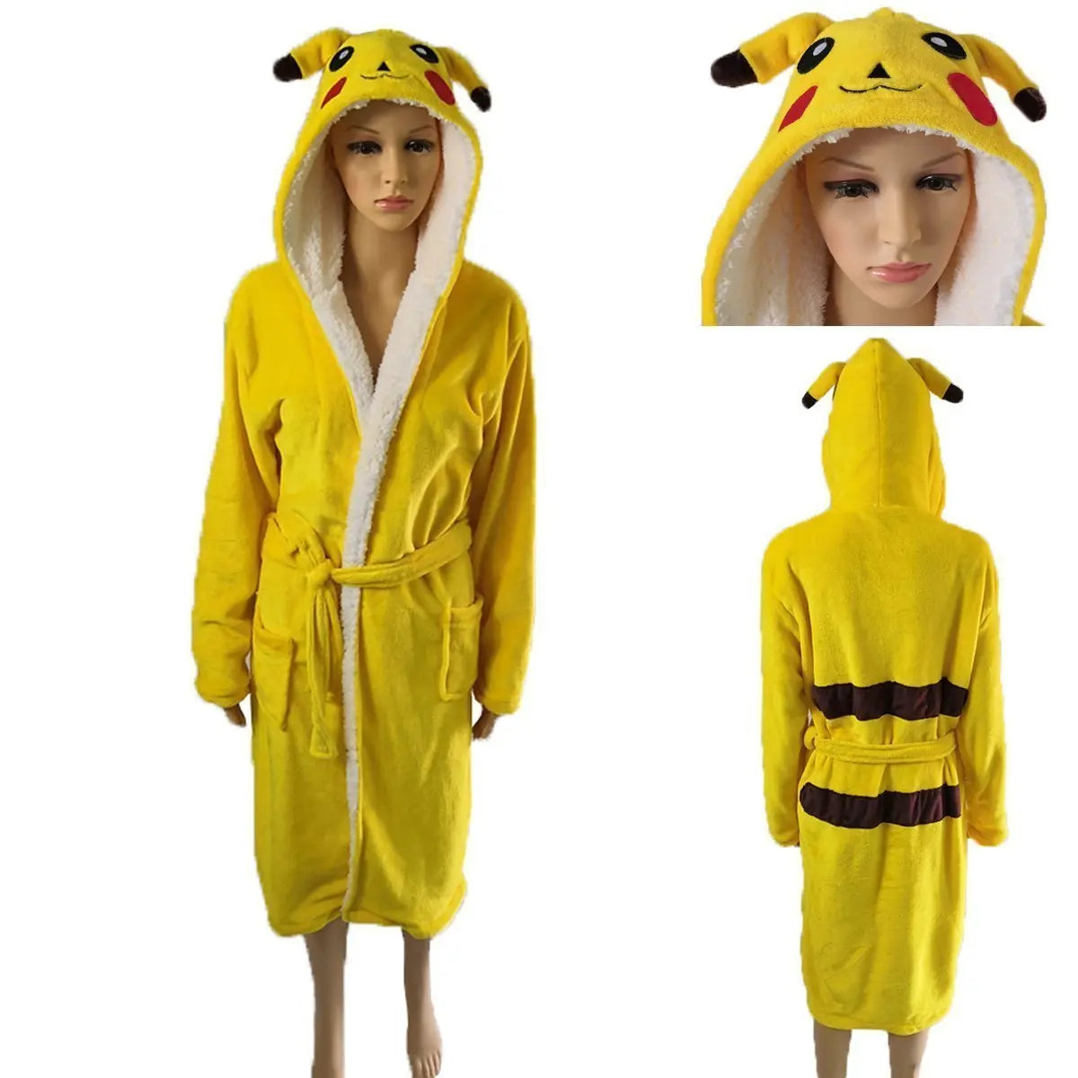 Adult Kids Pikachu Cartoon Bathrobe Kigurumi Pajamas Onesies - Pajamasbuy