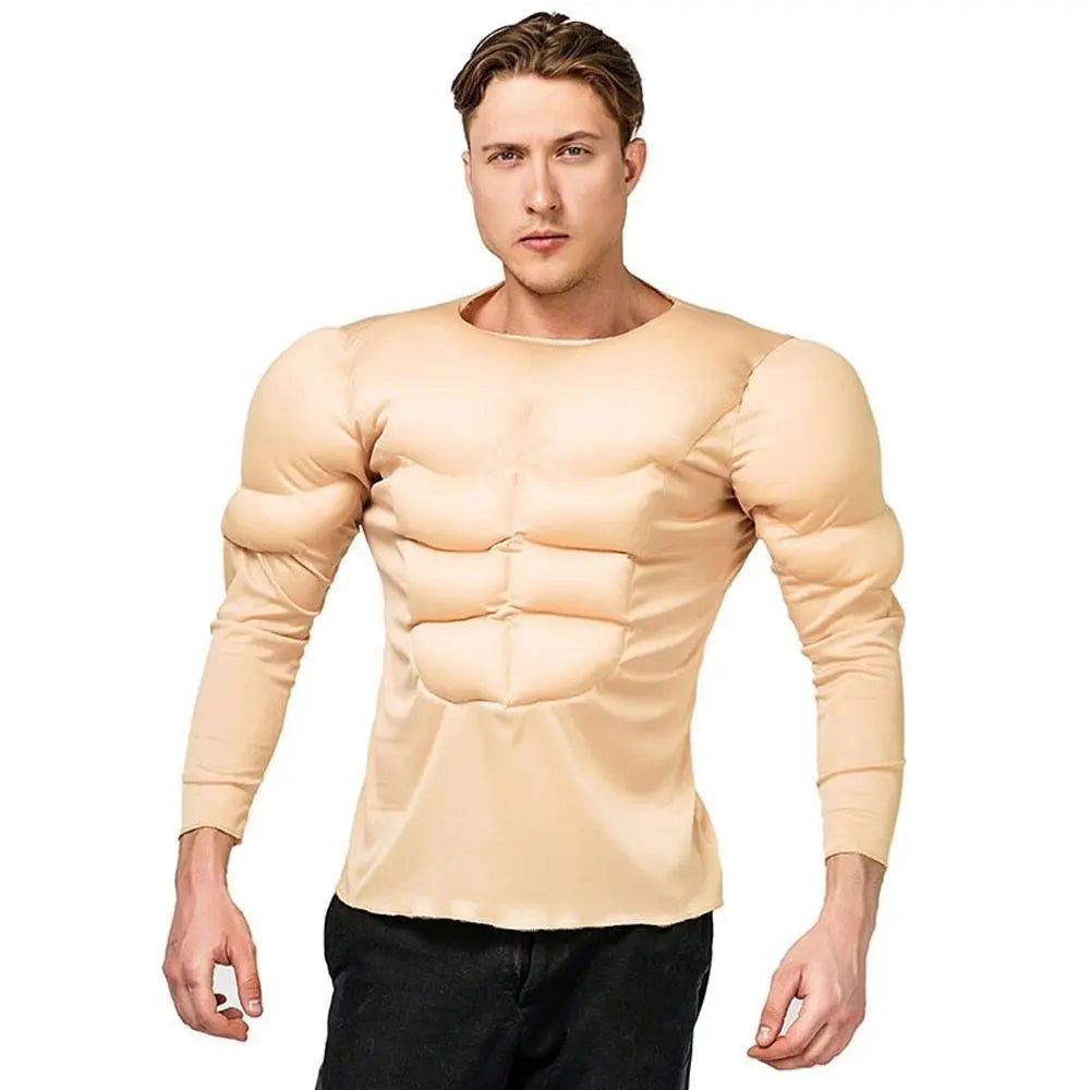 Adult Muscle T-Shirt Costume Funny Fake Abs Costume Masquerade Cosplay - Pajamasbuy