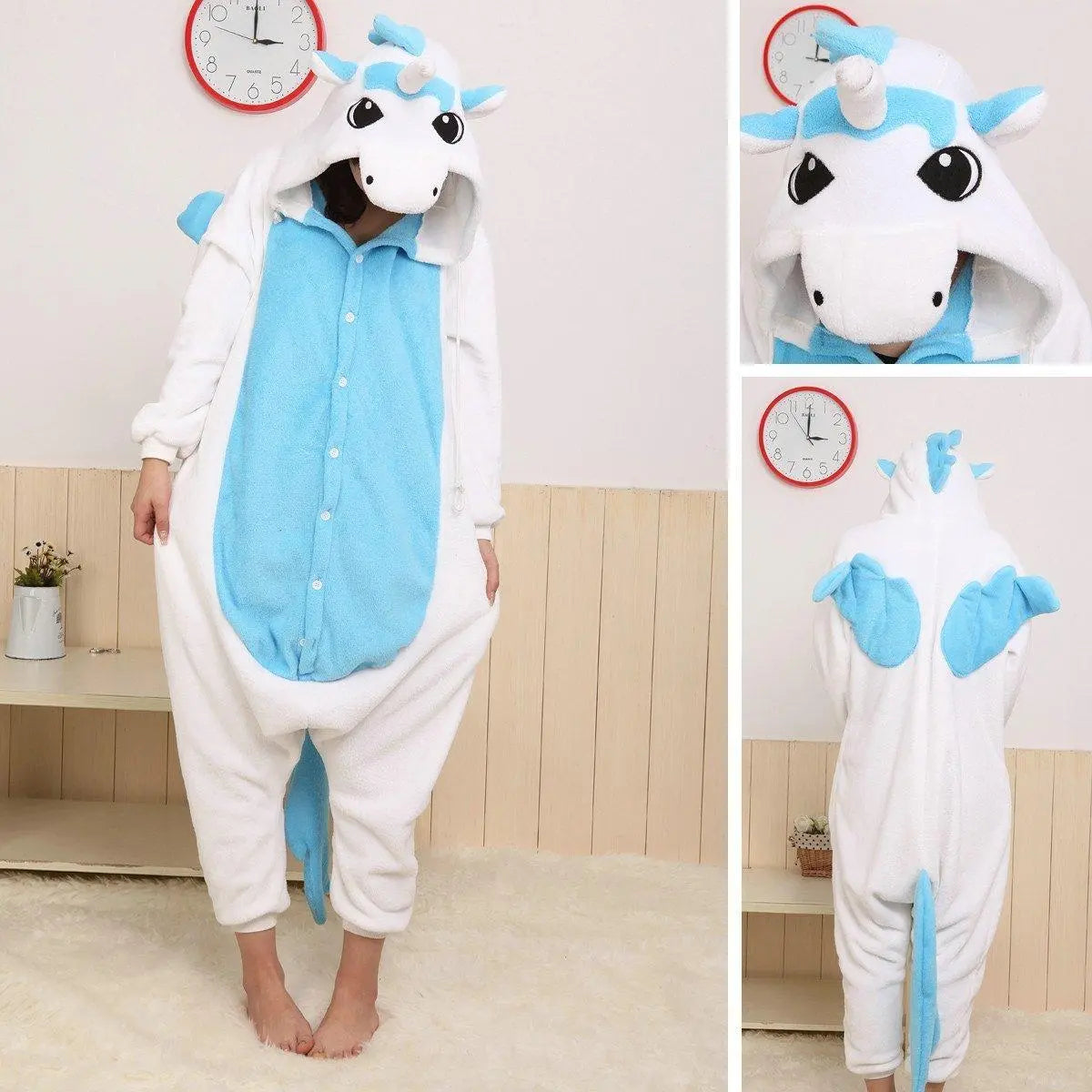 Adult Unsex Blue Unicorn Kigurumi Onesies Animal Costume Pajamas - Pajamasbuy