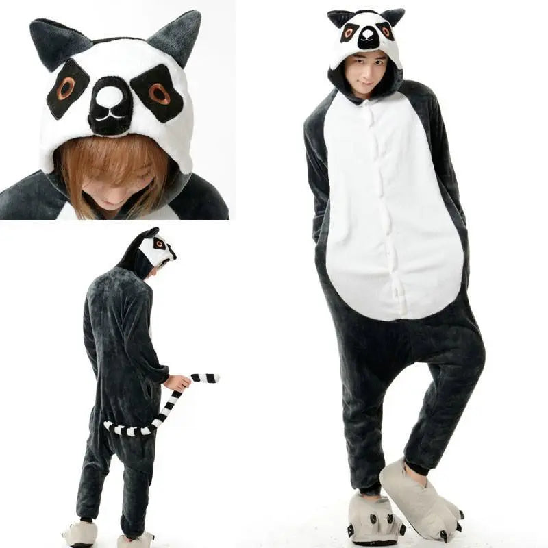 Animal Cat Kigurumi Hoodie Tailed Onesie Costume Pajamas - Pajamasbuy