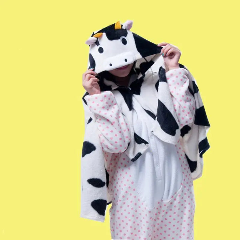 Animal Cute Kigurumi Cow Cosplay Costume Hoodie Cloak - Pajamasbuy