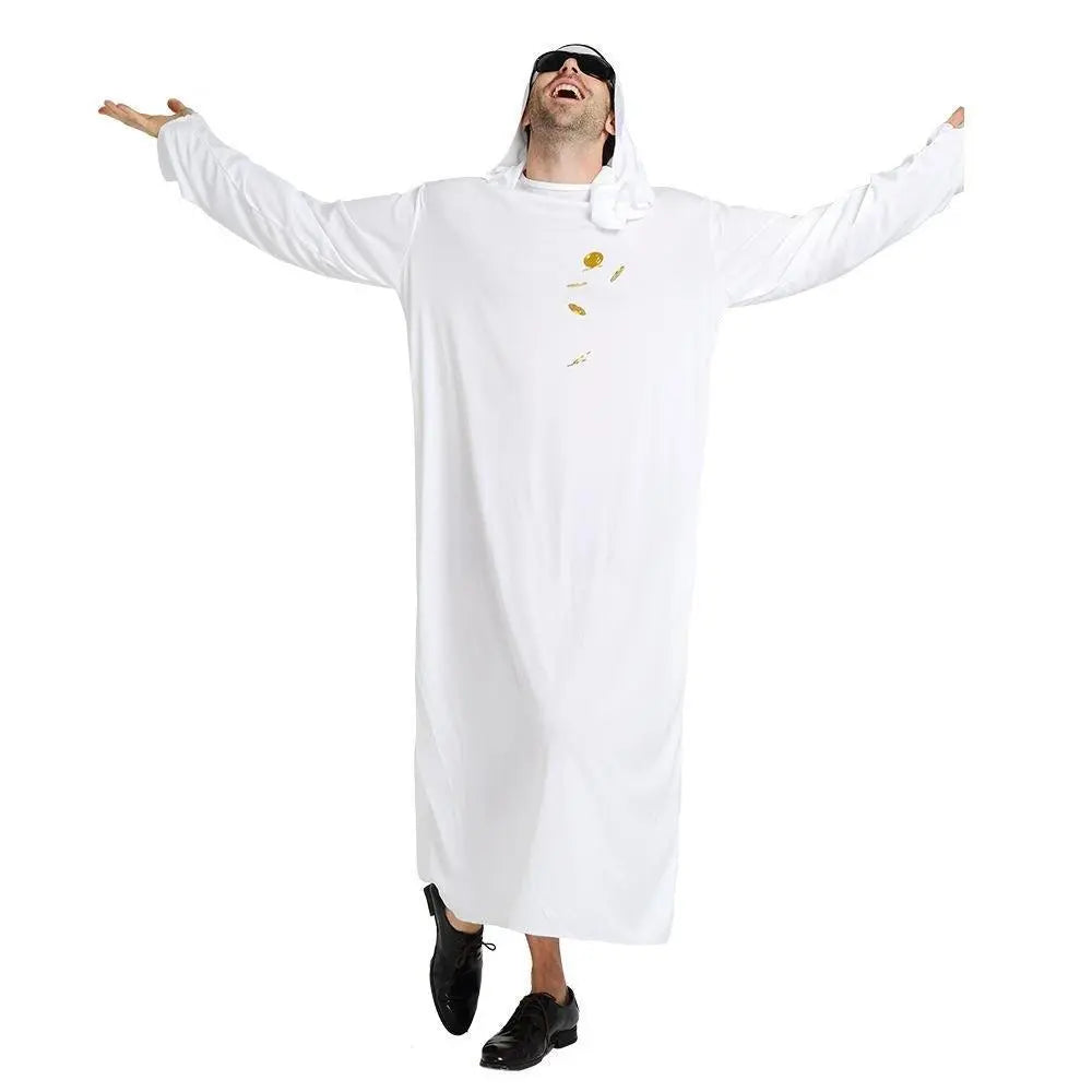 Arab sheik Prince masquerade male pure white Middle East Dubai clothes - Pajamasbuy