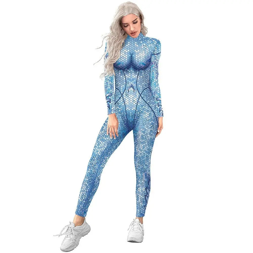 Atlanna Queen Aquaman Cosplay Costume Jumpsuit Halloween Sequined Catsuit Party Zentai - Pajamasbuy