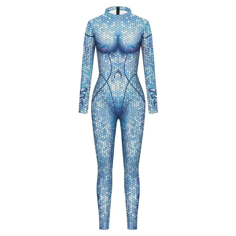 Atlanna Queen Aquaman Cosplay Costume Jumpsuit Halloween Sequined Catsuit Party Zentai - Pajamasbuy