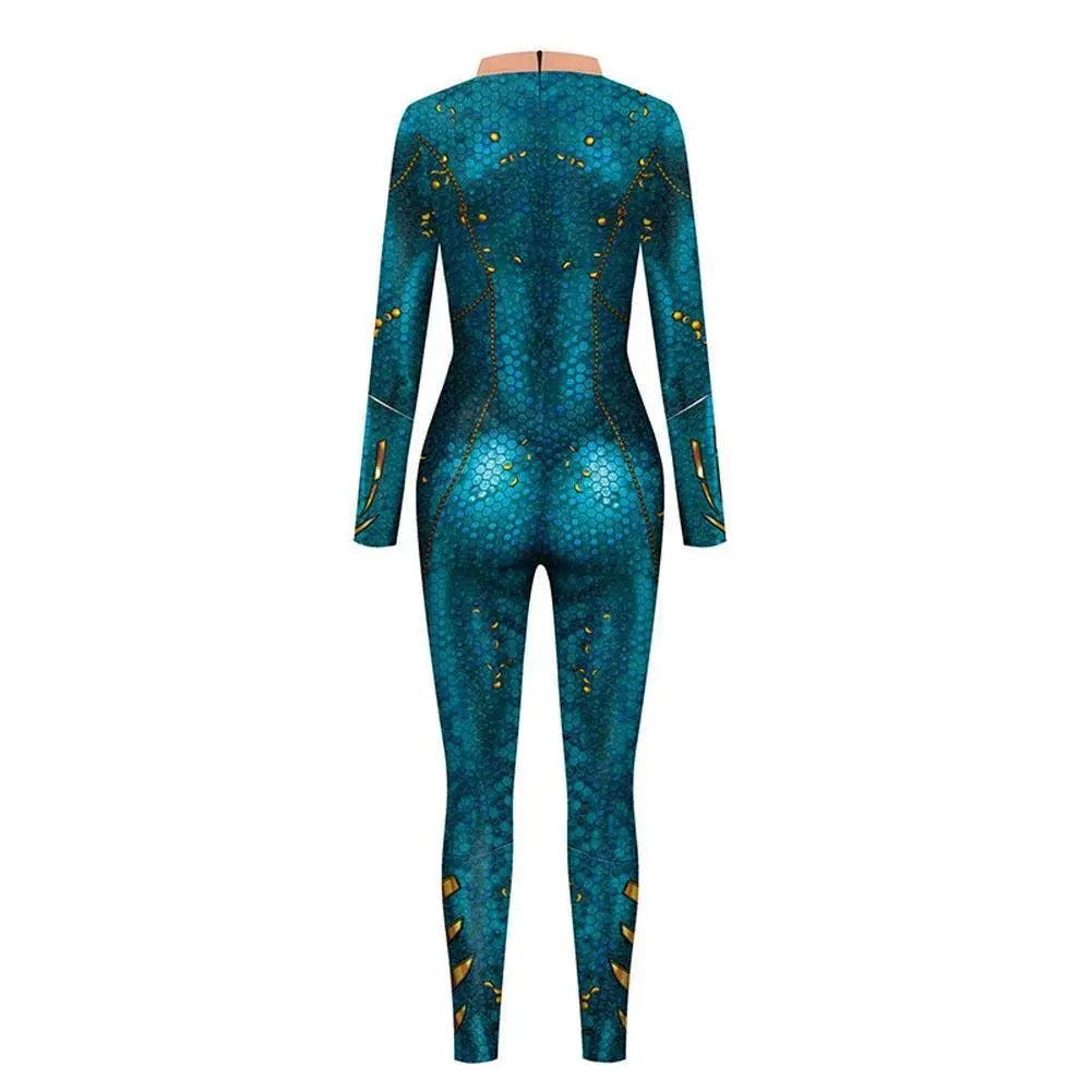 Atlanna Queen Aquaman Cosplay Costume Jumpsuit Halloween Sequined Catsuit Party Zentai - Pajamasbuy