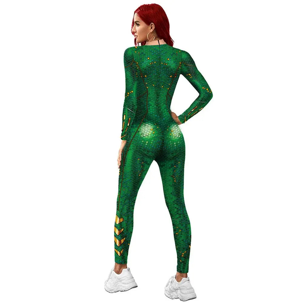 Atlanna Queen Aquaman Cosplay Costume Jumpsuit Halloween Sequined Catsuit Party Zentai - Pajamasbuy