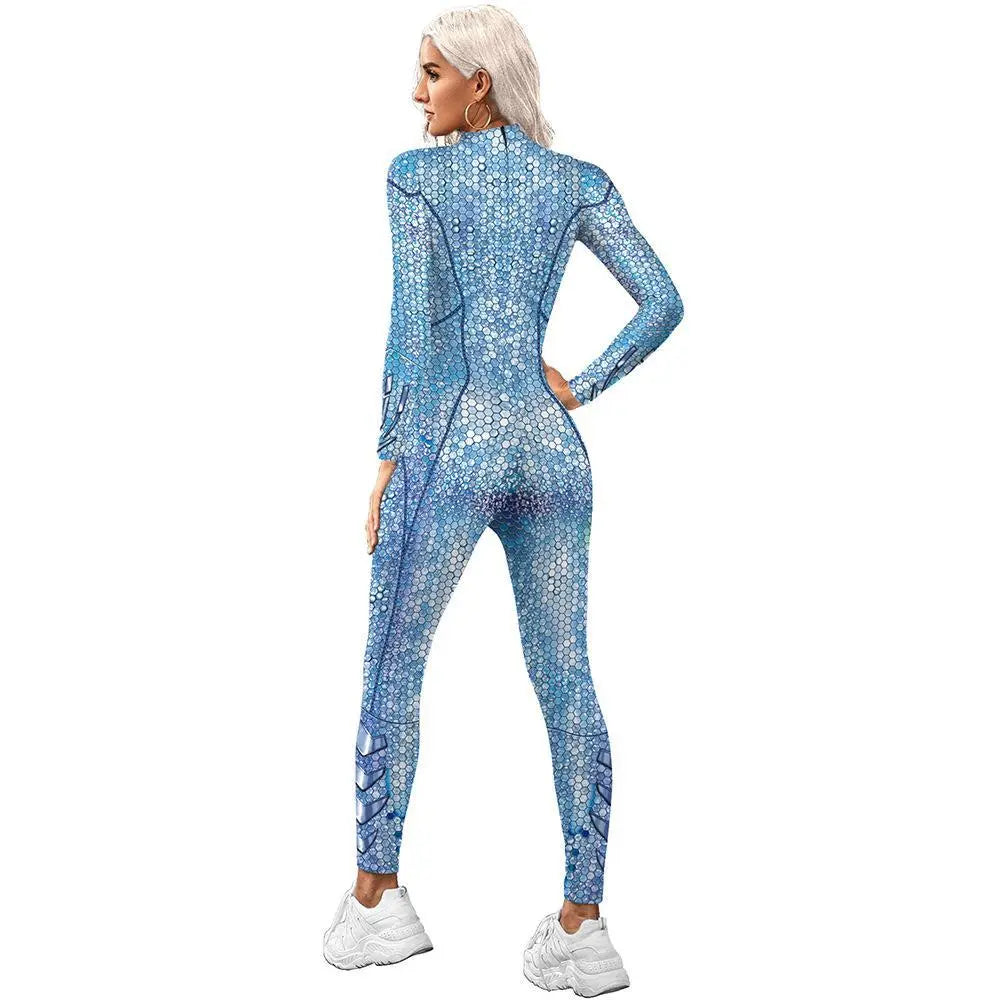 Atlanna Queen Aquaman Cosplay Costume Jumpsuit Halloween Sequined Catsuit Party Zentai - Pajamasbuy