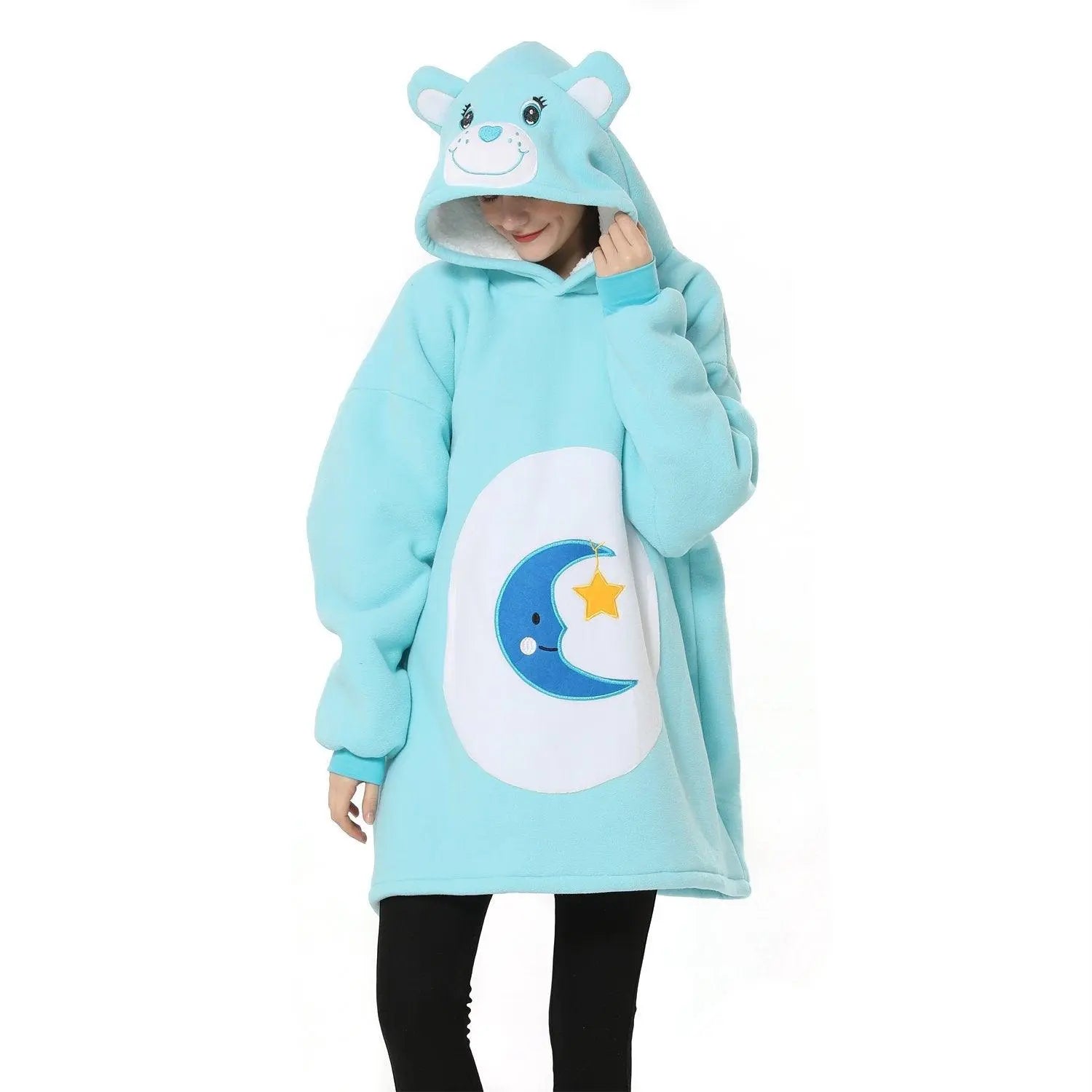 Bed Time Care Bear Animal Keep Warm Hoodie Wearable Costume Cartoon Lazy TV Blanket - Pajamasbuy