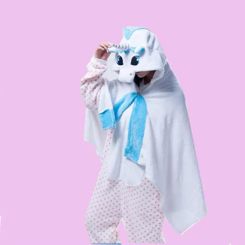 Blue Unicorn Animal Anime Kigurumi Winter Warm Cloak/Shawl/Blanket - Pajamasbuy