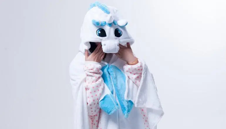 Blue Unicorn Animal Anime Kigurumi Winter Warm Cloak/Shawl/Blanket - Pajamasbuy