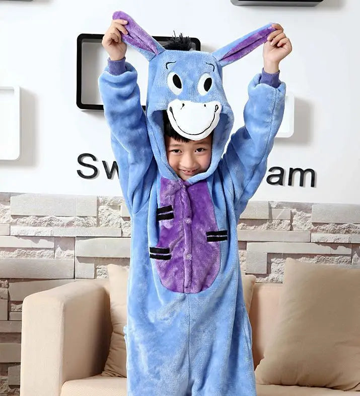 Blue Eeyore Donkey Kid Kigurumi Onesies Pajamas gift Costume - Pajamasbuy