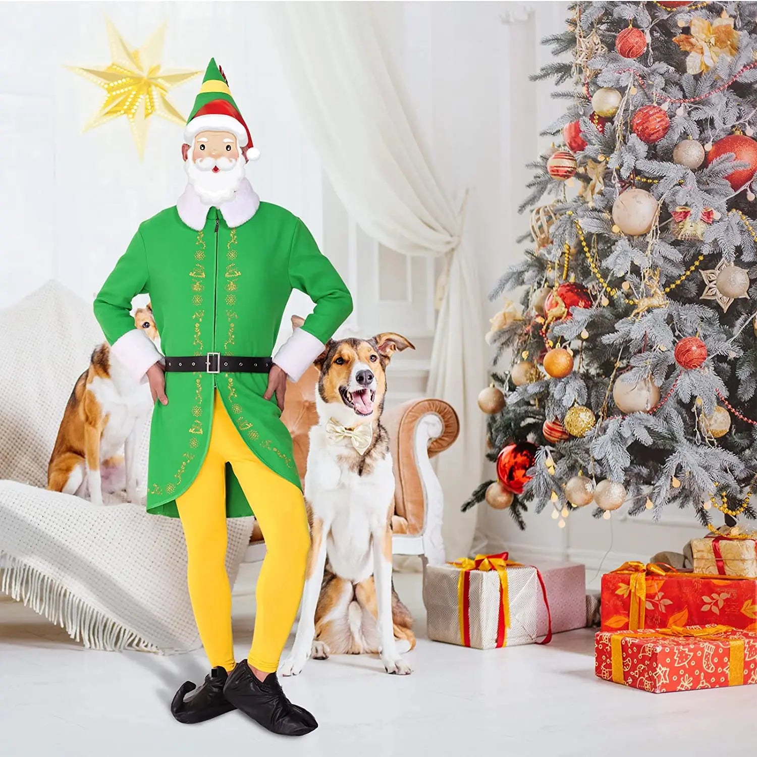 Buddy Elf Christmas Cosplay Costume Full Set Party Costumes for Men - Pajamasbuy