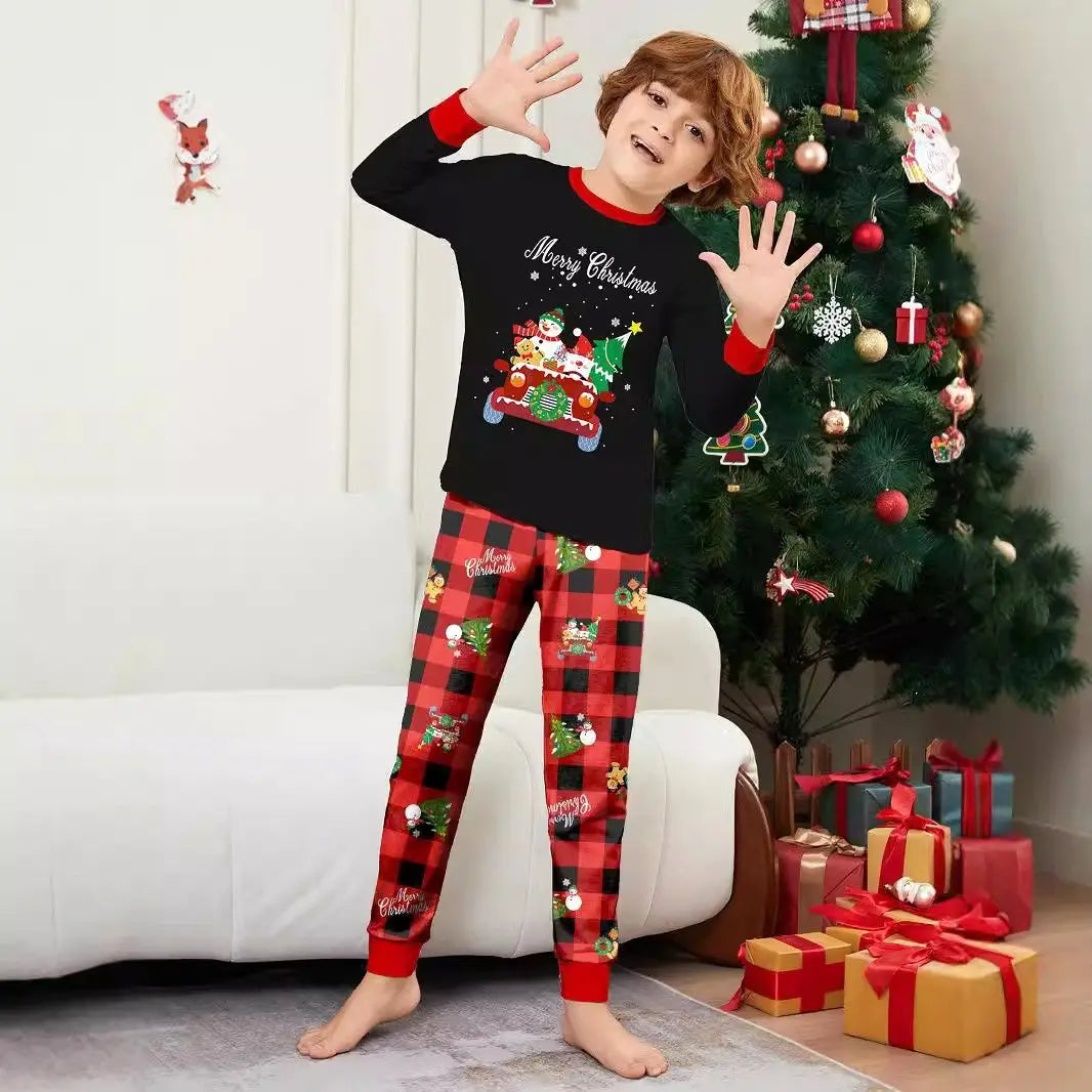 Car Snowman Print Christmas Family Matching Pajamas Party Sets - Pajamasbuy