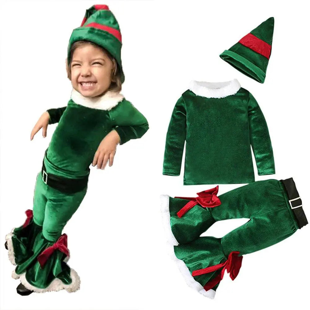 Christmas Costume Kids' Long Sleeve Top Bell Bottoms Trousers Suit - Pajamasbuy