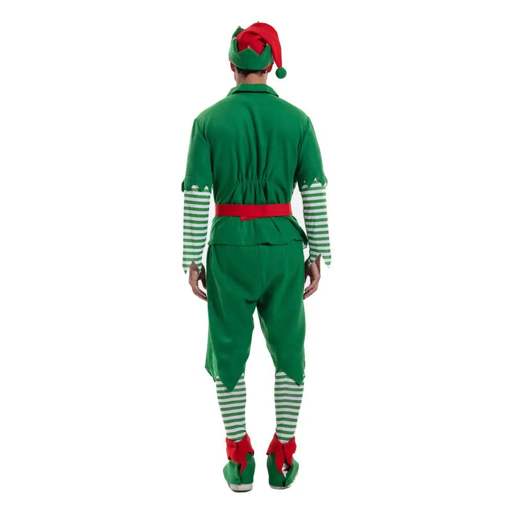 Christmas Elf Adult Men Costume with Elf Hat Stripes Design for Christmas Parties|?PajmasBuy