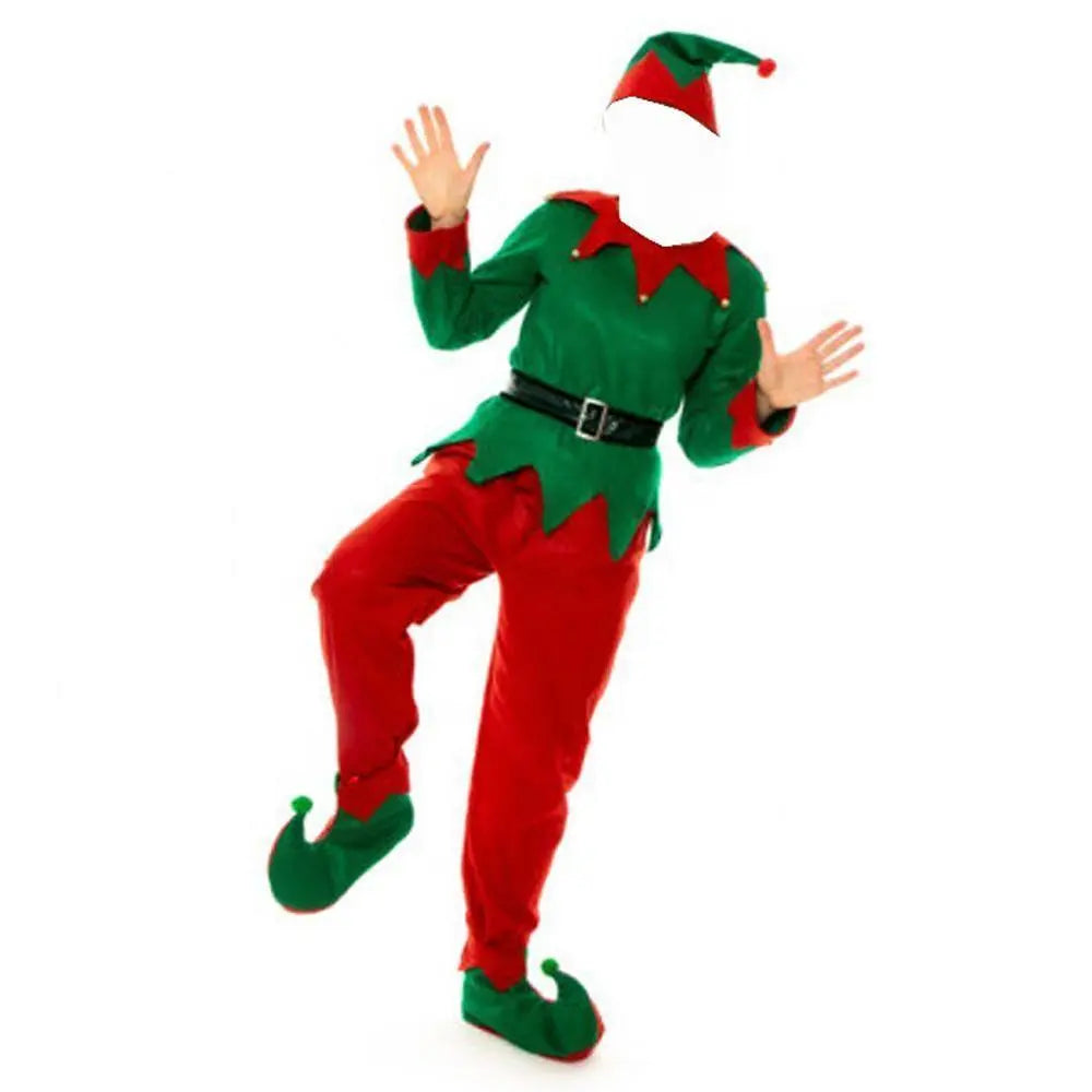 Christmas Elf Costumes for Mens Full Set Halloween Cosplay Holiday Party Green Suit - Pajamasbuy