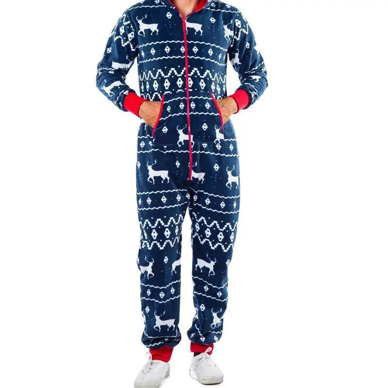 Christmas Pajamas Jumpsuit Humping Reindeer Elk Balls Hoodie for Men - Pajamasbuy