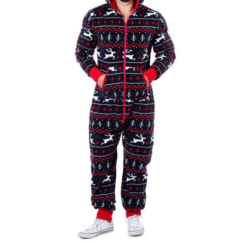 Christmas Pajamas Jumpsuit Humping Reindeer Elk Balls Hoodie for Men - Pajamasbuy