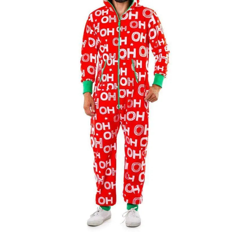 Christmas Pajamas Jumpsuit Humping Reindeer Elk Balls Hoodie for Men - Pajamasbuy