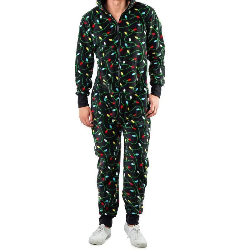 Christmas Pajamas Jumpsuit Humping Reindeer Elk Balls Hoodie for Men - Pajamasbuy