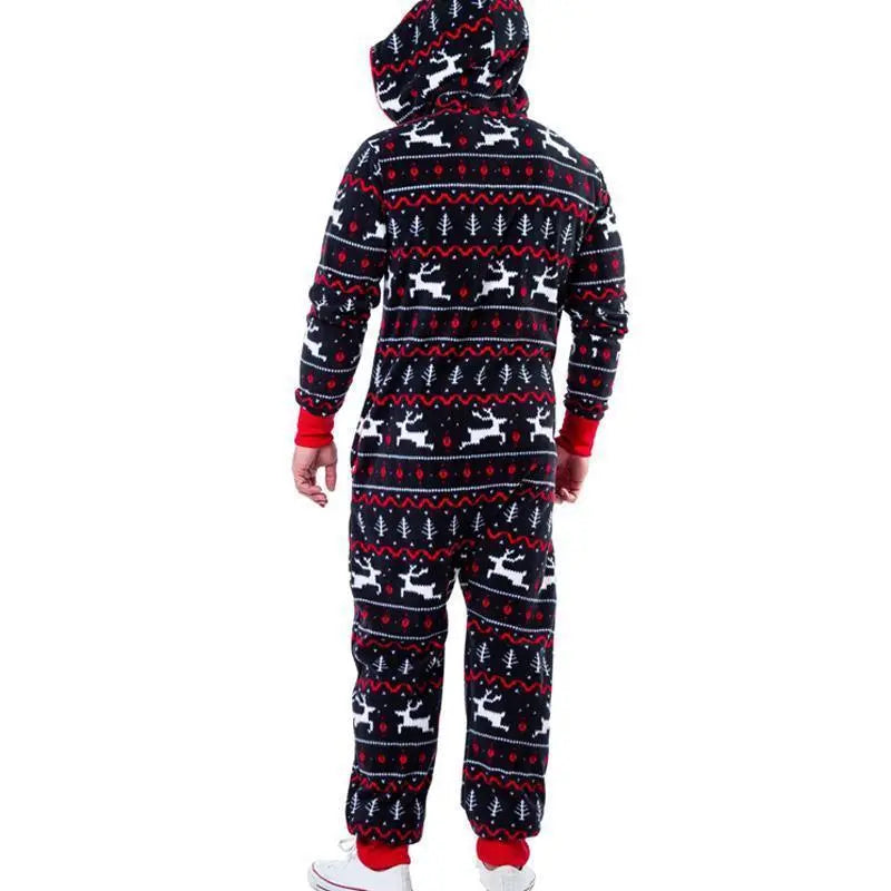 Christmas Pajamas Jumpsuit Humping Reindeer Elk Balls Hoodie for Men - Pajamasbuy