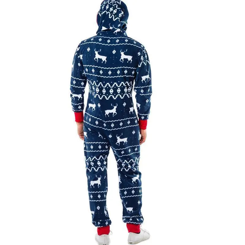 Christmas Pajamas Jumpsuit Humping Reindeer Elk Balls Hoodie for Men - Pajamasbuy