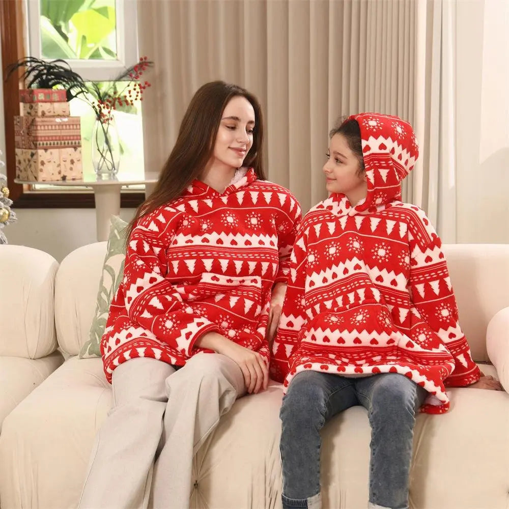 Christmas Tree Print Family Matching Pajamas Lounger Clothes Hooded - Pajamasbuy