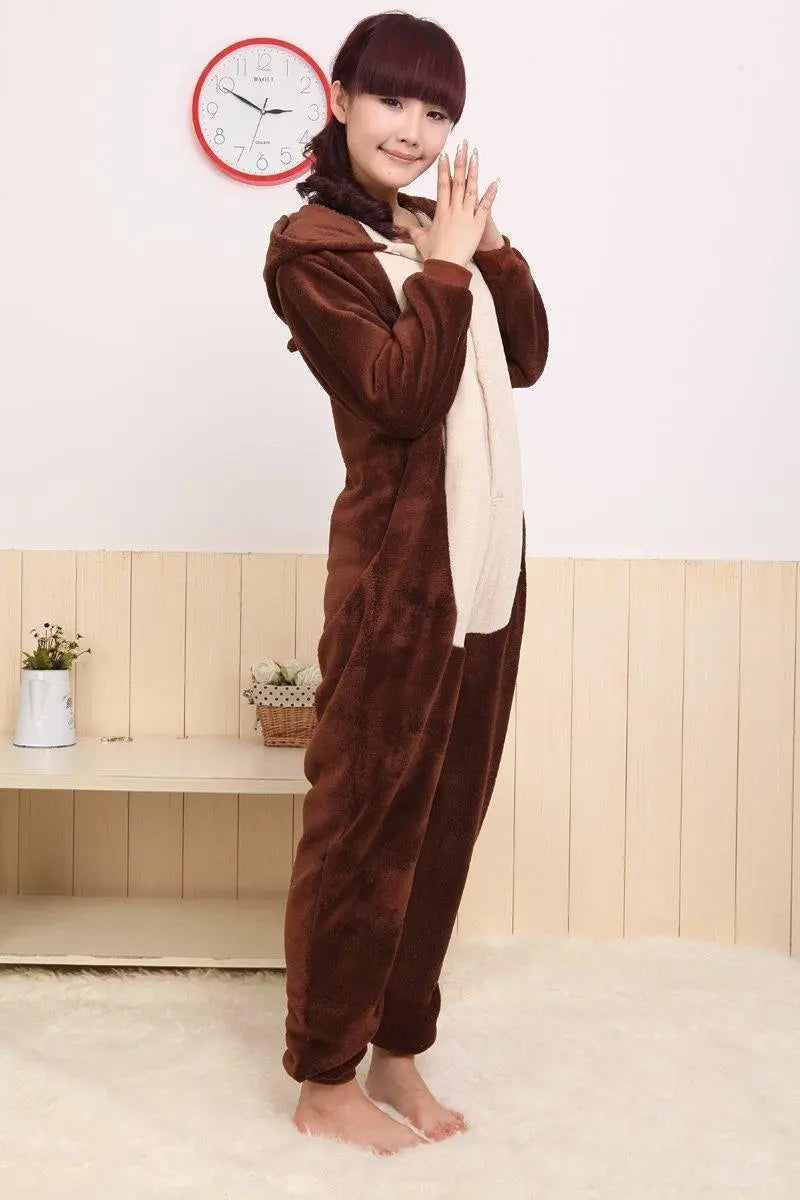 Coffee Squirrel Animal Onesie Hoodie Kigurumi Costume Pajamas - Pajamasbuy