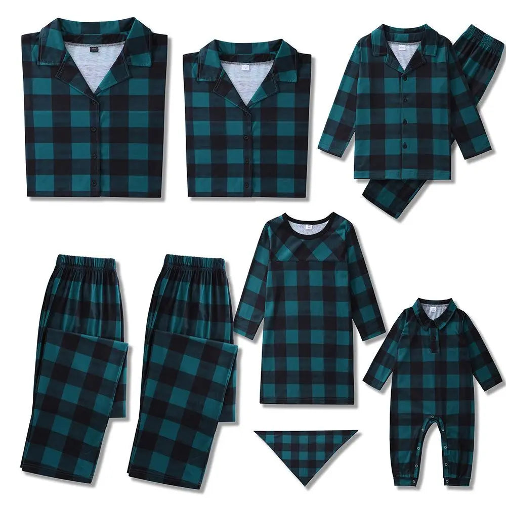 Dark Green Plaid Christmas Family Couples Matching Pajamas Party Sets - Pajamasbuy