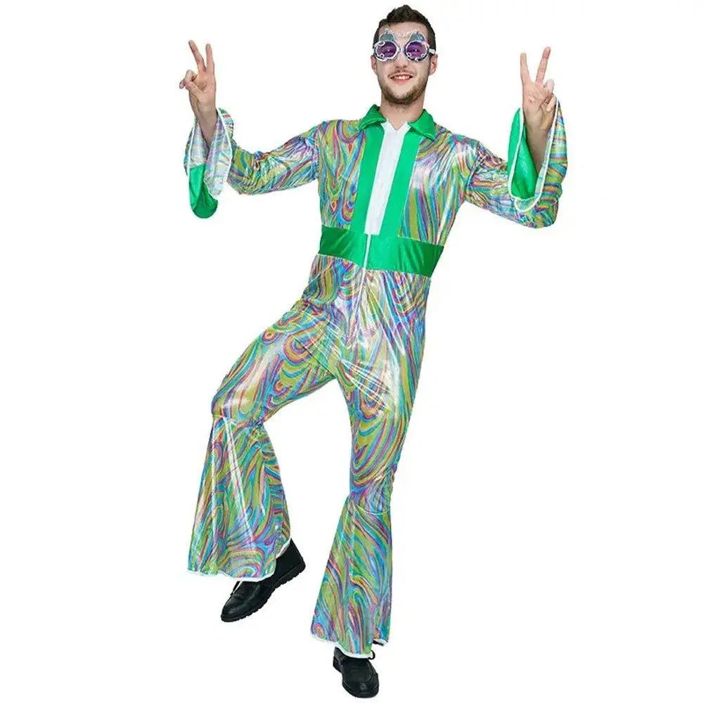 Disco Men Adult 70s Flare Sleeve Funny Halloween Costume Fancy Dress - Pajamasbuy