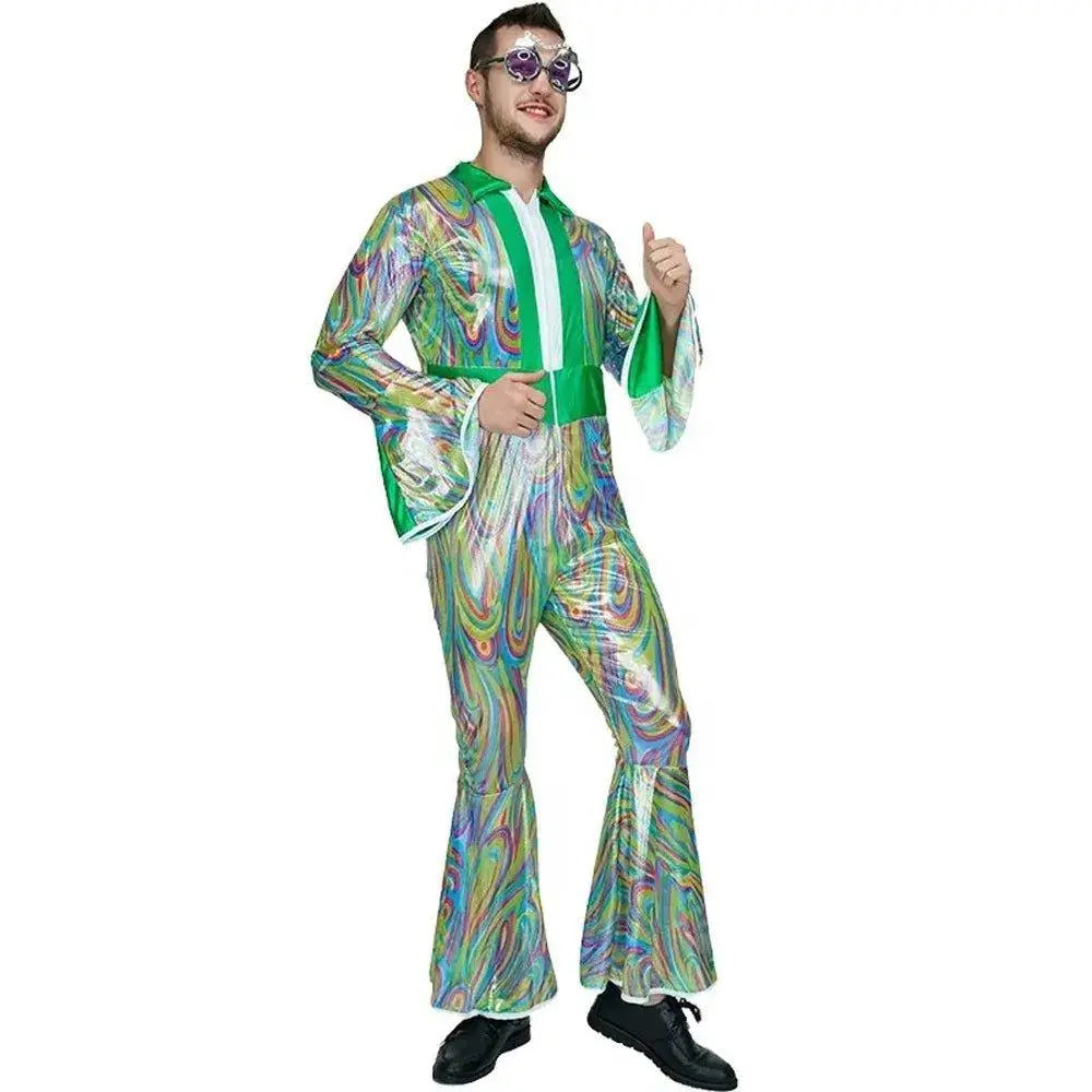 Disco Men Adult 70s Flare Sleeve Funny Halloween Costume Fancy Dress - Pajamasbuy