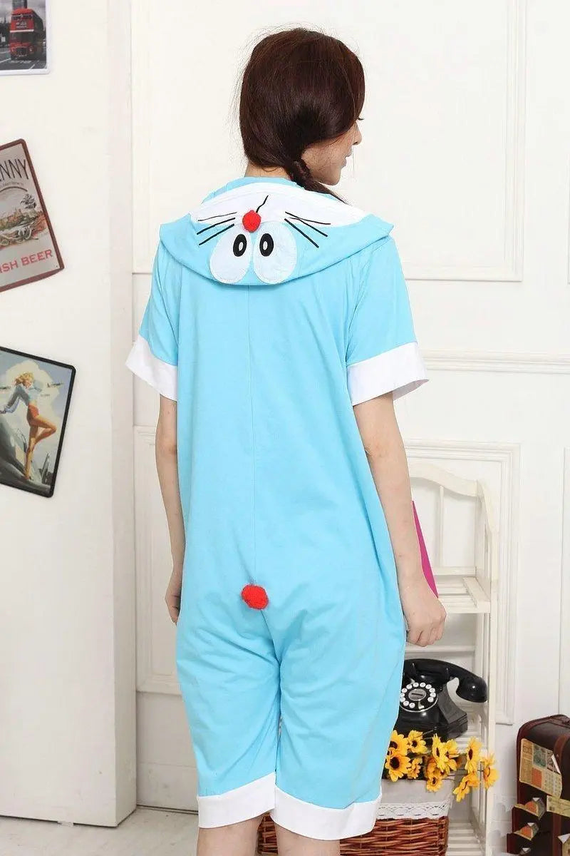 Doraemon Cat Pajamas Onesie Kigurumi Short Sleeve Costume - Pajamasbuy