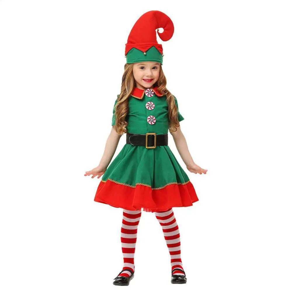 Family Matching Costume Christmas Suit Green Elf Santa Claus Outfits - Pajamasbuy