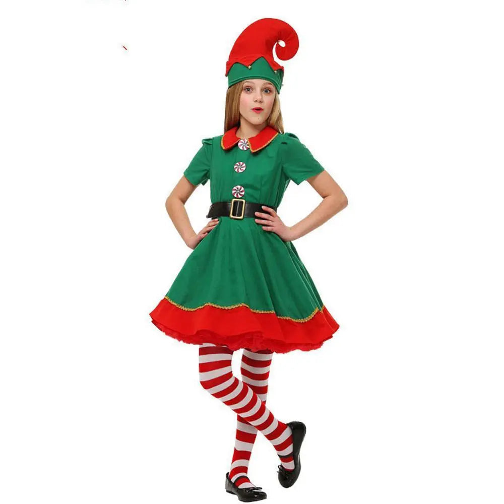 Family Matching Costume Christmas Suit Green Elf Santa Claus Outfits - Pajamasbuy