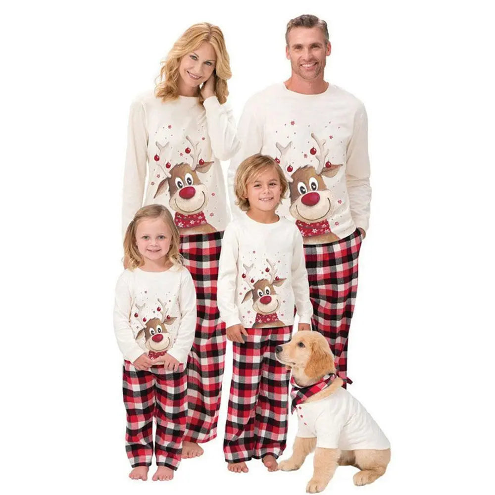 Family Matching Senta Elk Printed Long Sleeve Christmas Pajamas Set - Pajamasbuy