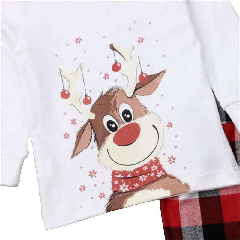 Family Matching Senta Elk Printed Long Sleeve Christmas Pajamas Set - Pajamasbuy