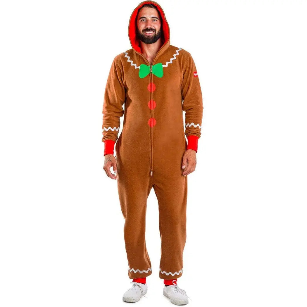 Gingerbread Christmas Family Matching Hooded Velvet Pajamas Jumpsuit Adults Kids| PajmasBuy