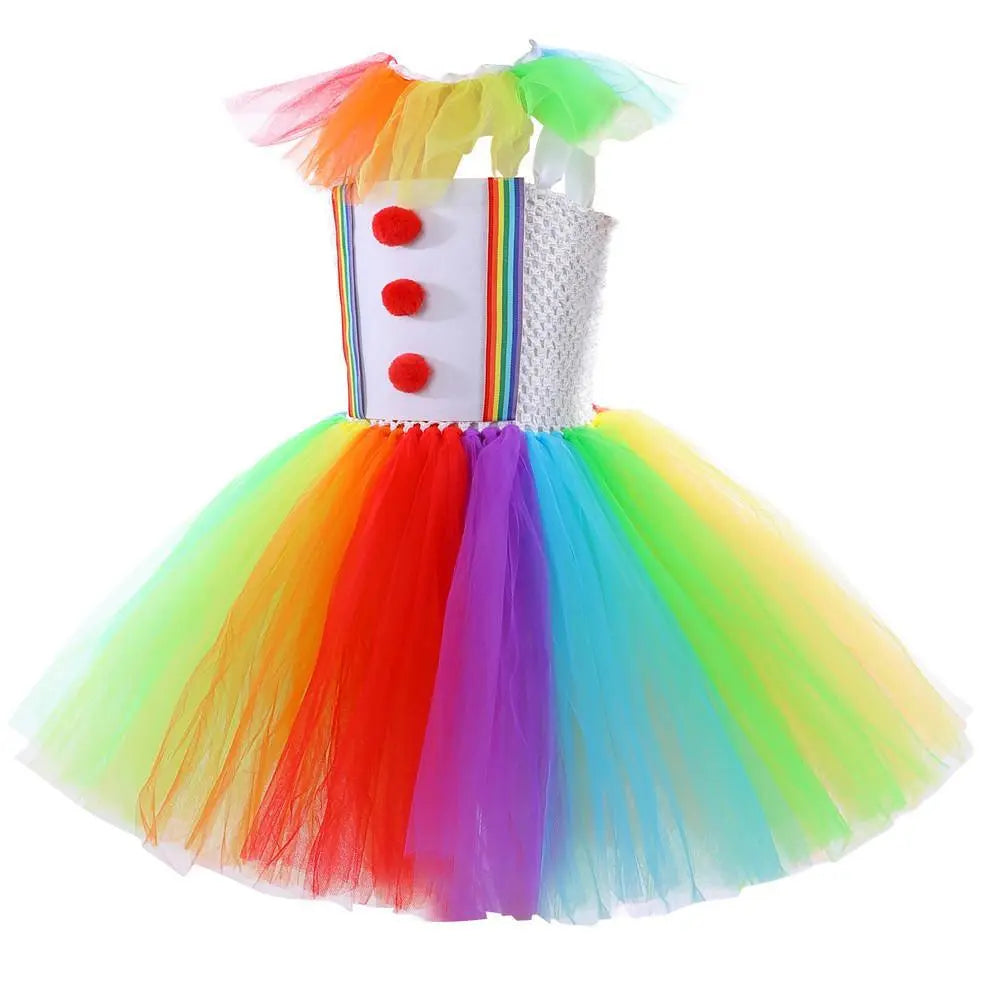 Girls' Clown Flower Princess Sleeve Tutu Dress Embroidery Party Bridesmaid Dresses - Pajamasbuy