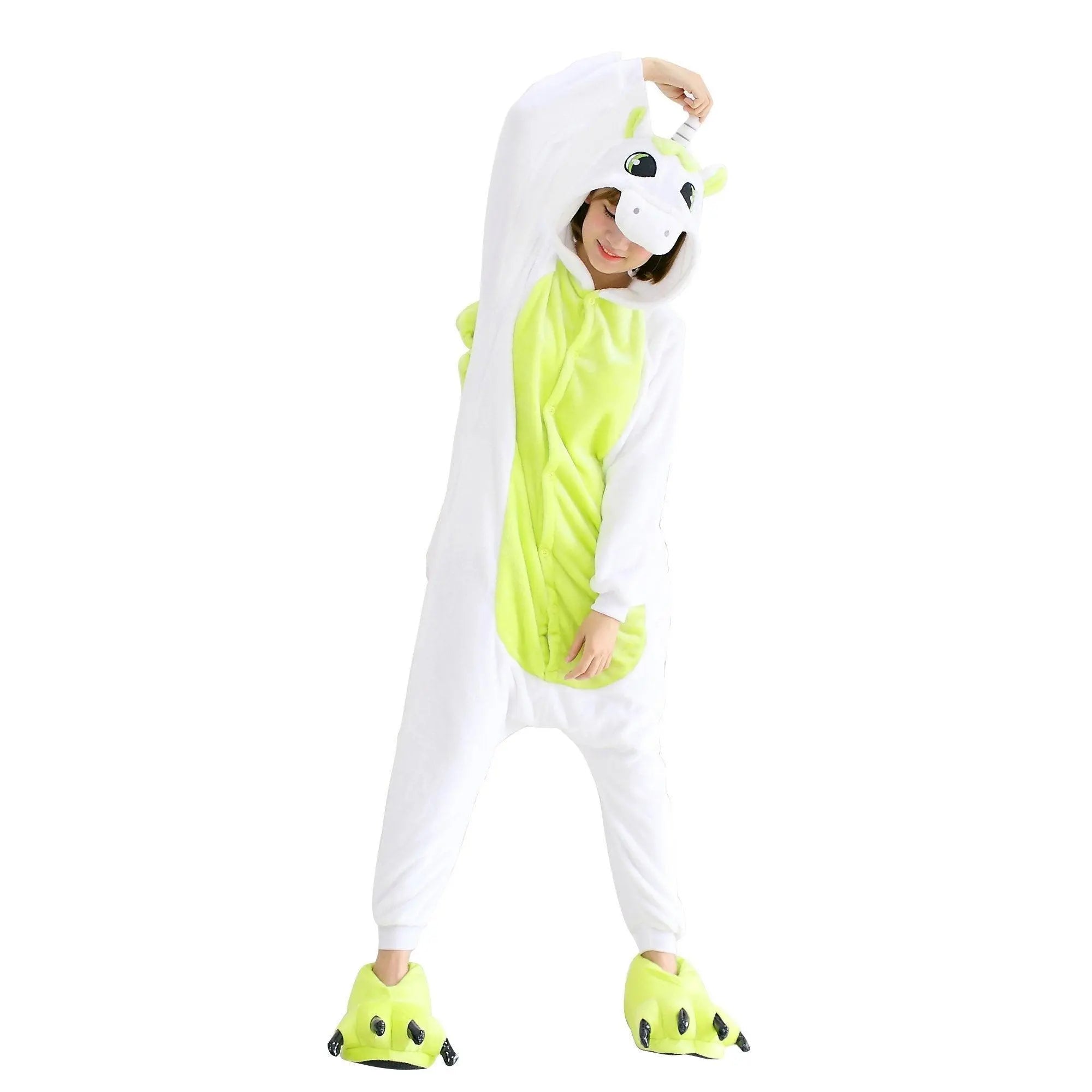 Green Unicorn Pegasus Kigurumi Adult Onesies Costume Pajamas - Pajamasbuy