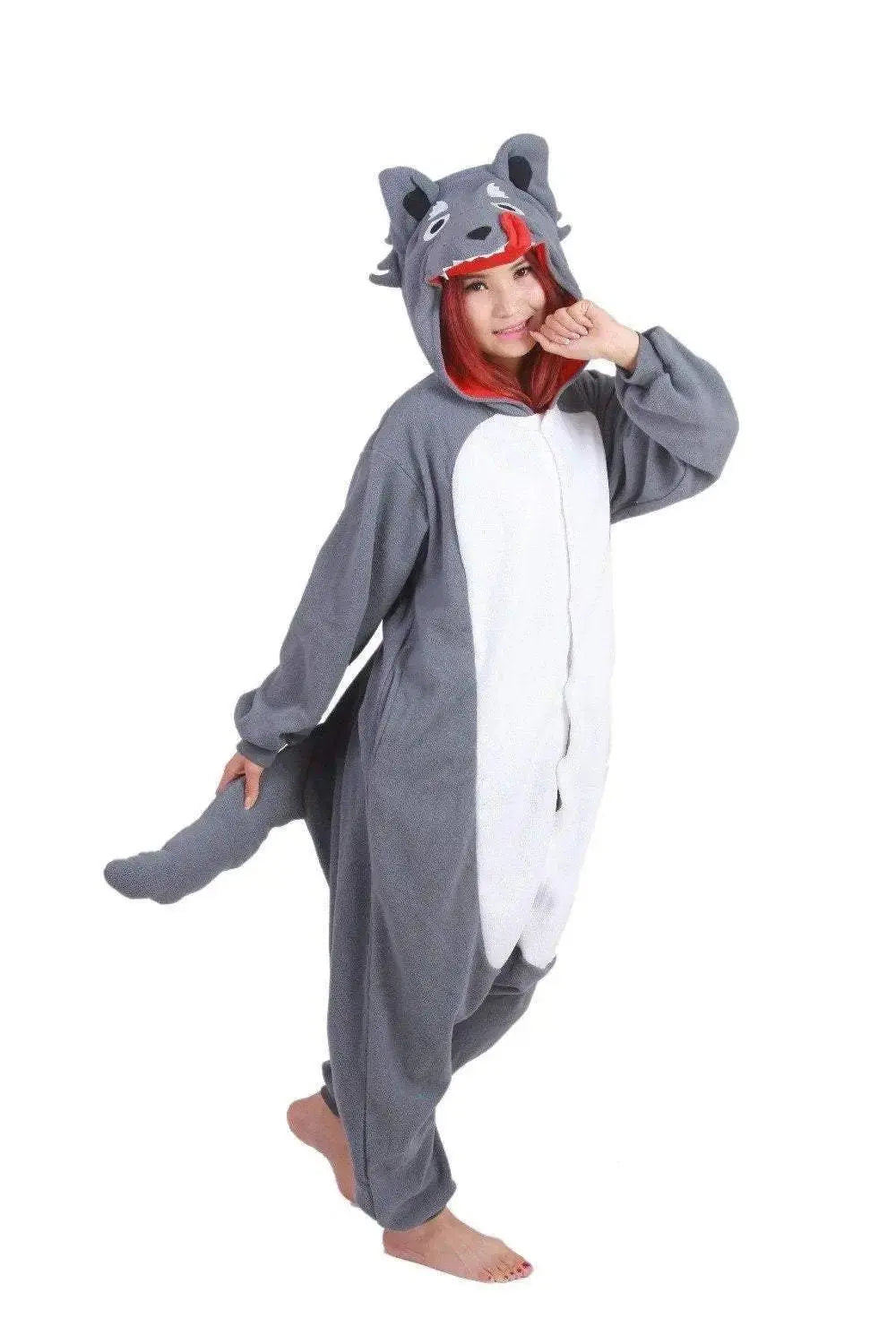 Grey Wolf Kigurumi Animal Onesie Costume Hoodie Pajamas - Pajamasbuy