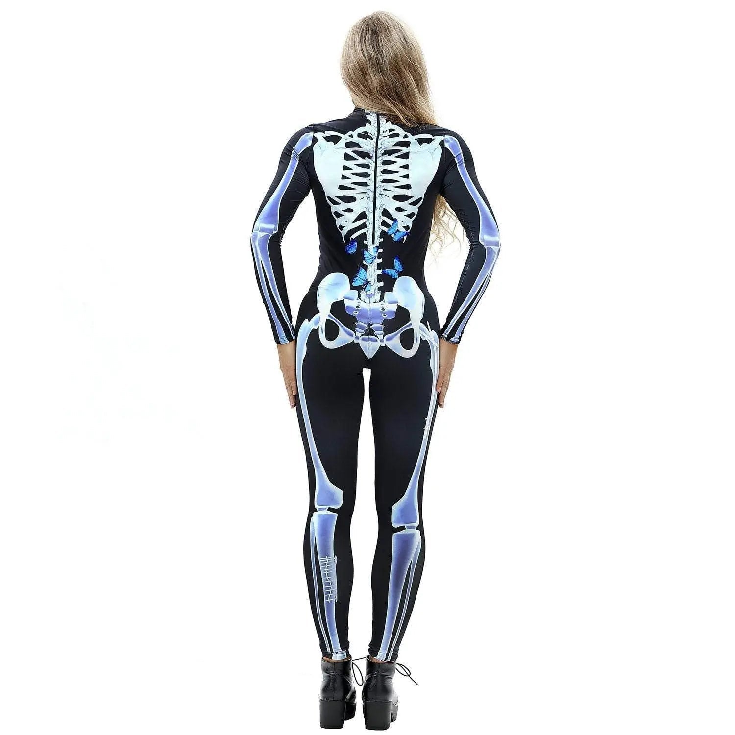 Halloween Skeleton Cosplay Costume Bodycon Jumpsuit for Women - Pajamasbuy