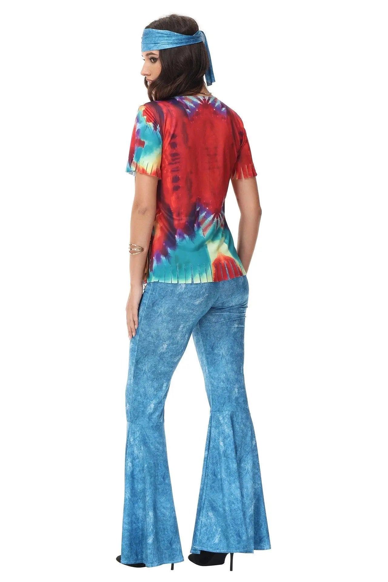 Halloween cosplay Adult retro 70s disco Hippie Fancy Dress Costume - Pajamasbuy