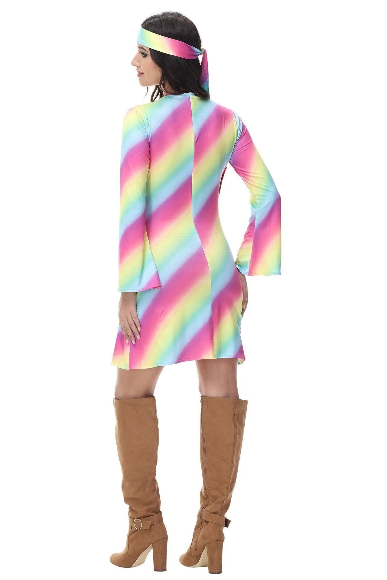 Halloween cosplay Adult retro 70s disco Hippie Fancy Dress Costume - Pajamasbuy