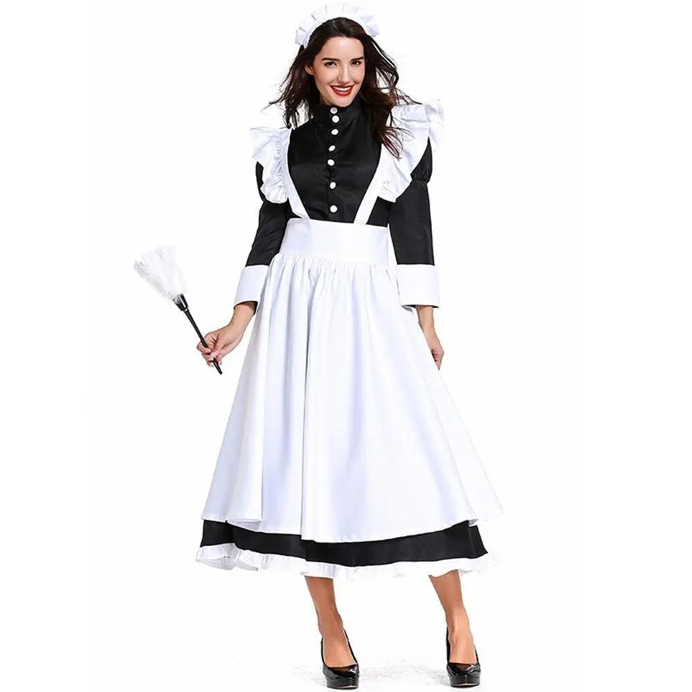 Housekeeper French maid costume German maid costume black and white long skirt unisex - Pajamasbuy