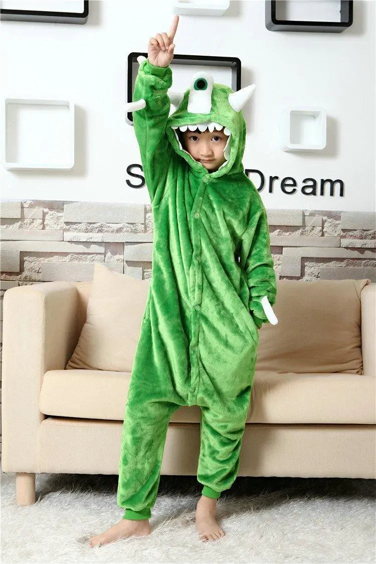 Kid Monster Inc Mike Wazowski Kigurumi Pajamas costume Onesie - Pajamasbuy