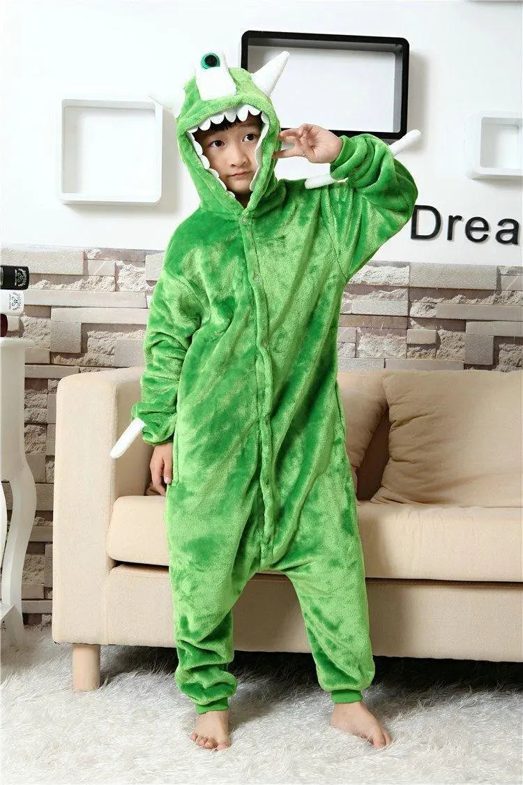 Kid Monster Inc Mike Wazowski Kigurumi Pajamas costume Onesie - Pajamasbuy