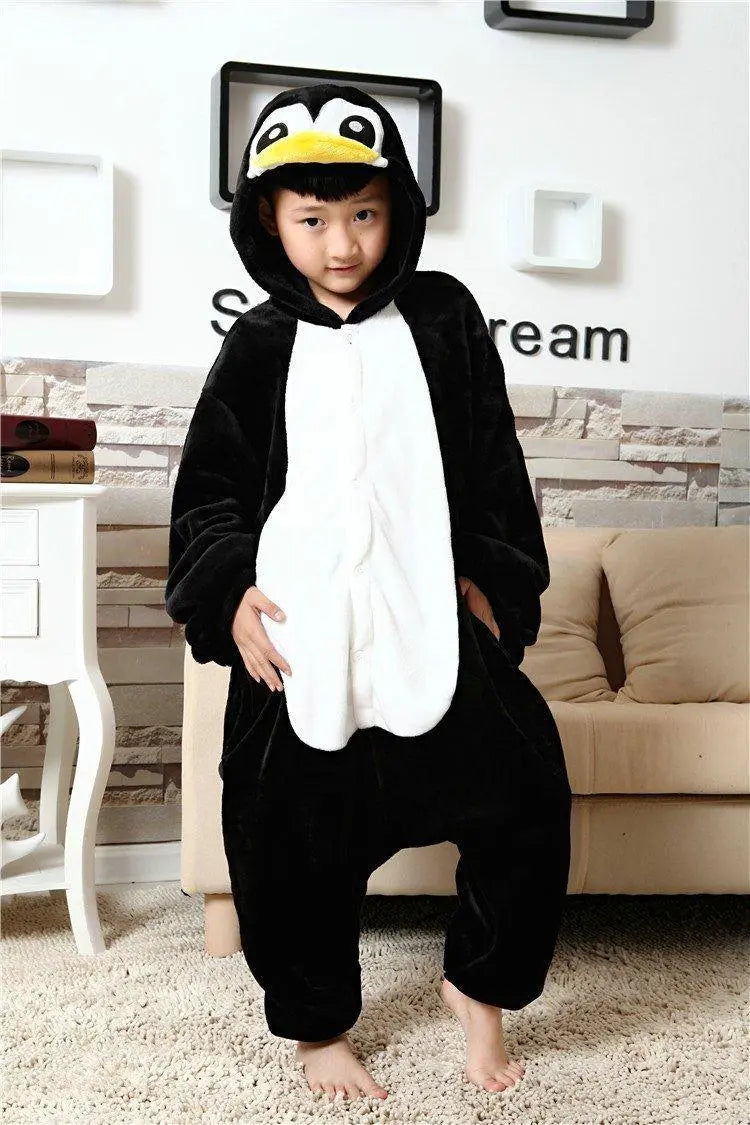 Kids Black Penguin Kigurumi Pajamas Animal Onesies costume - Pajamasbuy