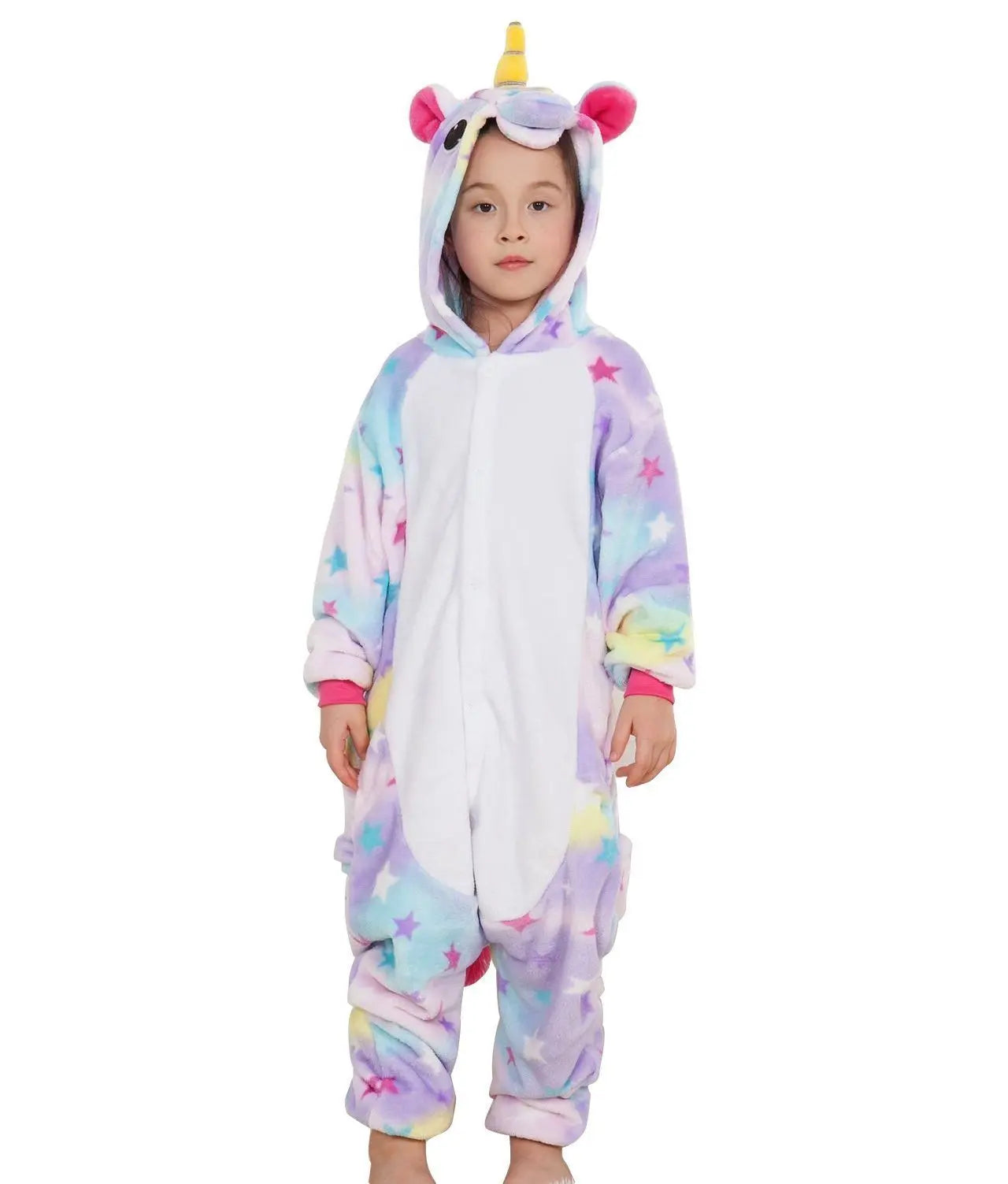 Kids Dreaming Star Print Unicorn Kigurumi Onesies Pajamas - Pajamasbuy