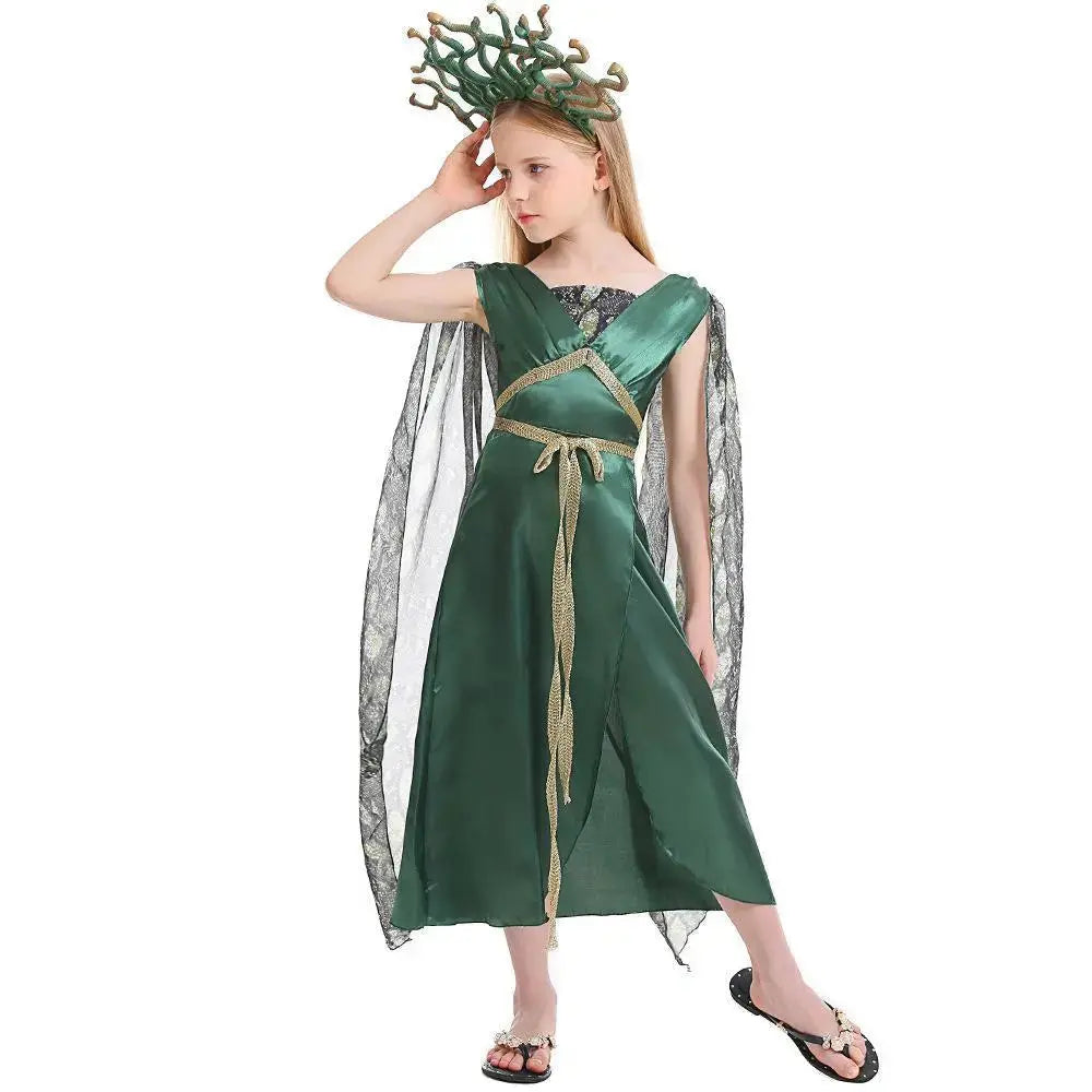 Kids Greek mythology blue Medusa Gorgon cosplay Halloween costume - Pajamasbuy